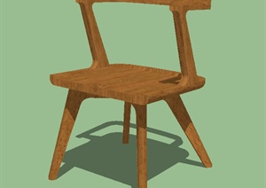 室内木质四角椅设计SU(草图大师)模型