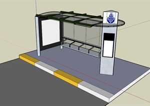 现代玻璃顶停车站SU(草图大师)模型