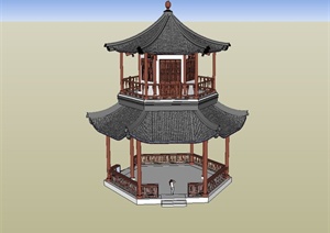 两层观景塔阁楼设计SU(草图大师)模型
