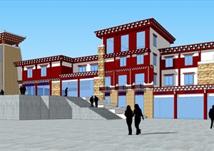 藏式碉楼建筑设计SU(草图大师)模型