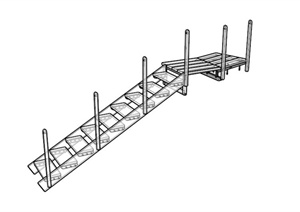 现代设计透明玻璃楼梯SU(草图大师)模型