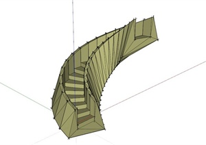 封闭式旋转楼梯SU(草图大师)模型