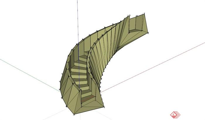封闭式旋转楼梯SU模型(1)