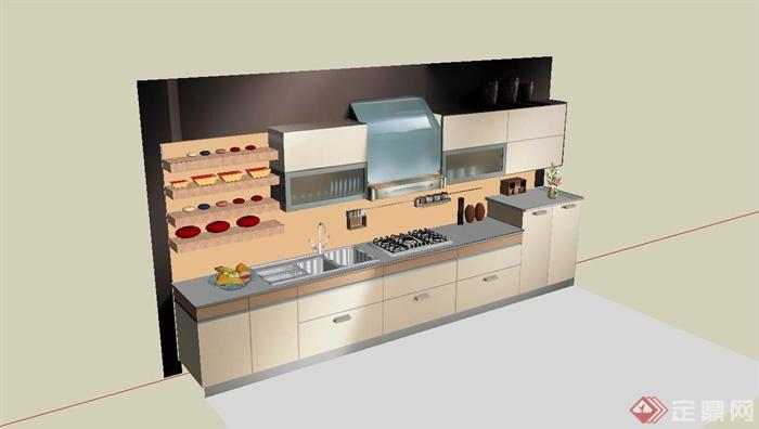 现代室内厨房su模型(1)