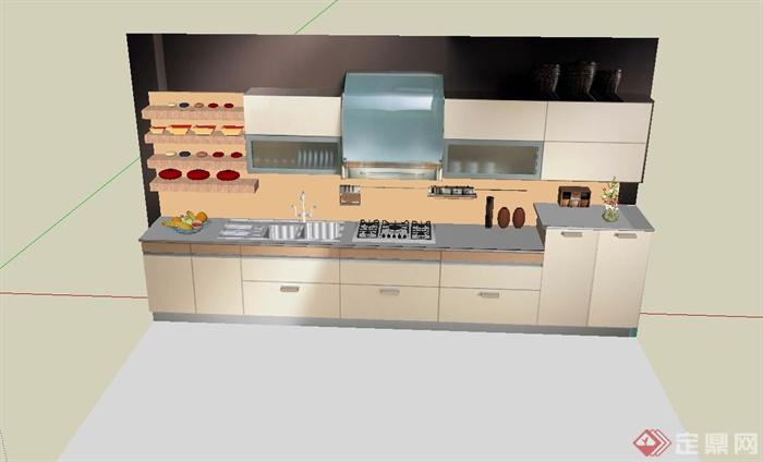 现代室内厨房su模型(3)