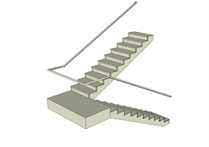 某现代双层楼梯设计SU(草图大师)模型