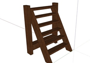 深色木楼梯架SU(草图大师)模型