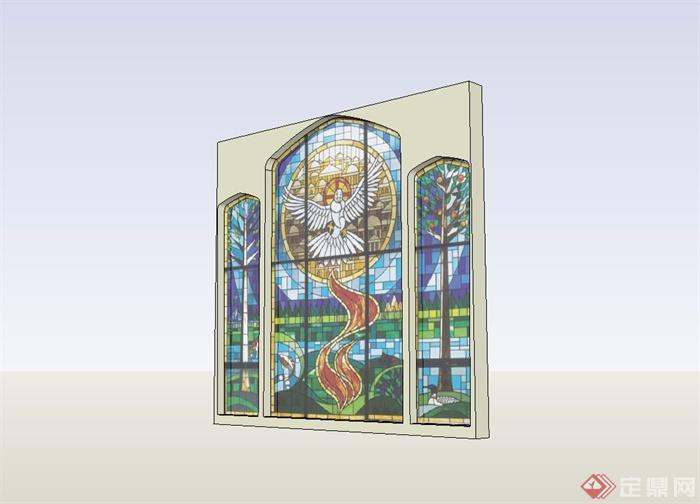 欧式雕花窗设计su模型(2)