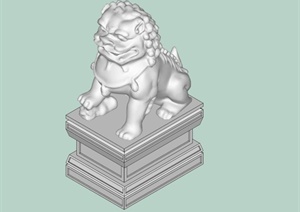 石狮子雕塑小品SU(草图大师)模型