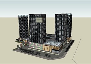 现代商业中心综合建筑设计SU(草图大师)模型