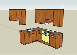 某现代厨房柜子设计SU(草图大师)模型