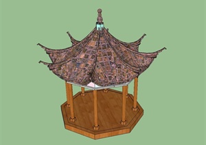 古典中式八角亭设计SU(草图大师)模型
