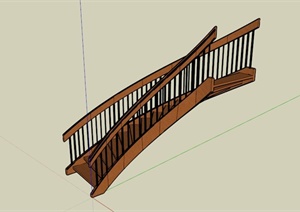 某木制旋转楼梯SU(草图大师)模型