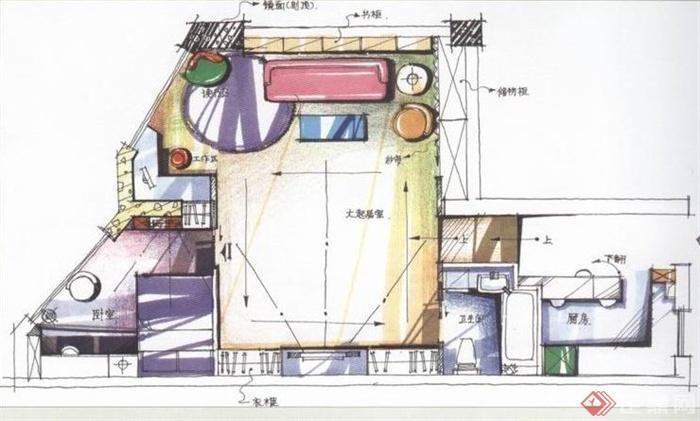 住宅空间户型设计JPG手绘图(1)