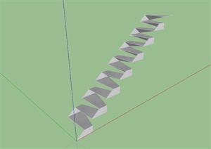 某现代折线形水泥楼梯SU(草图大师)模型