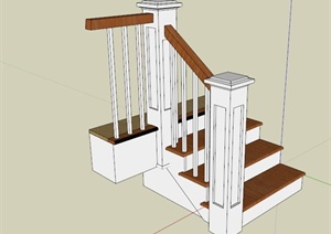 现代木踏步楼梯SU(草图大师)模型