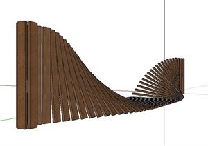 园林景观跌宕起伏木质栏杆设计SU(草图大师)模型