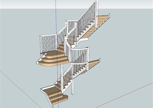 现代双层楼梯SU(草图大师)模型