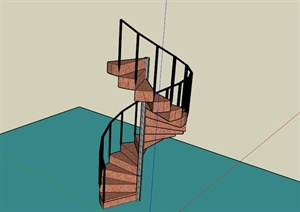 镂空栏杆旋转楼梯SU(草图大师)模型
