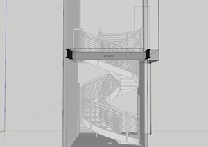 铁艺栏杆旋转楼梯SU(草图大师)模型