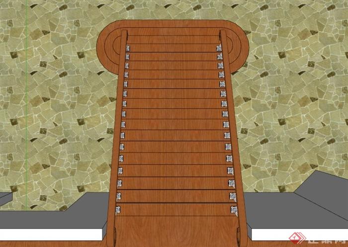 欧式罗马柱栏杆楼梯SU模型(3)