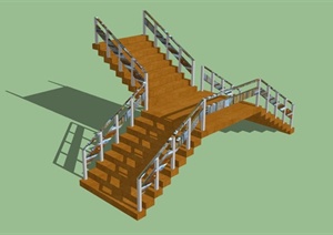 现代T型楼梯SU(草图大师)模型
