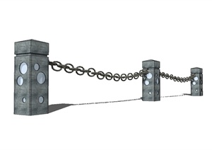 铁栏杆铁链设计SU(草图大师)模型