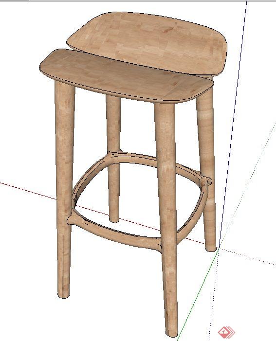 室内木质创意高脚椅设计SU模型(2)