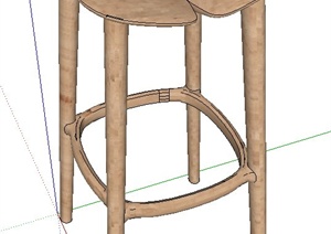 室内木质创意高脚椅设计SU(草图大师)模型