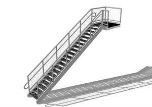 现代铁网栏杆楼梯设计SU(草图大师)模型