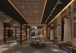 某现代简约服装店室内设计SU(草图大师)模型、3d模型、效果图