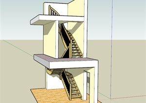 两层转角楼梯SU(草图大师)模型