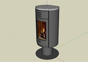 现代小型火炉壁炉SU(草图大师)模型