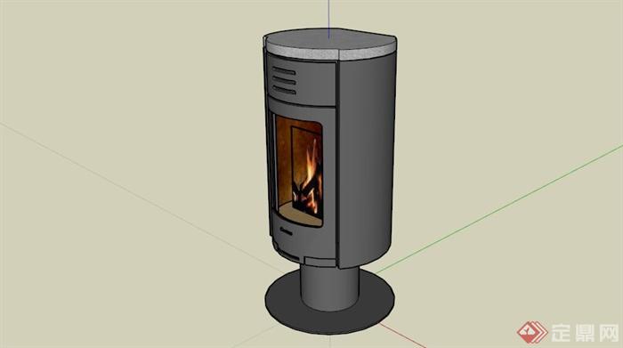 现代小型火炉壁炉SU模型(1)