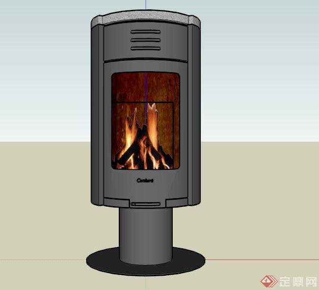 现代小型火炉壁炉SU模型(3)