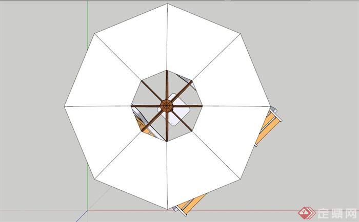 遮阳伞躺椅组合SU模型(1)
