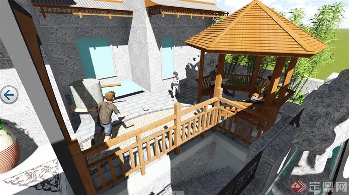 古典中式住宅庭院设计su模型(6)