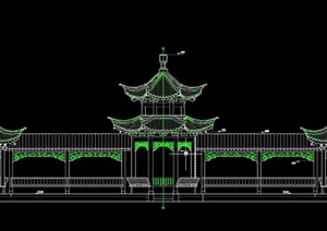 古典中式长廊亭组合设计CAD方案图