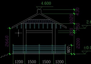园林景观木质四角亭设计cad结构图