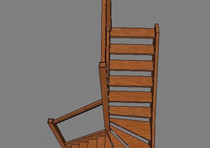 室内木质转折简易楼梯设计SU(草图大师)模型