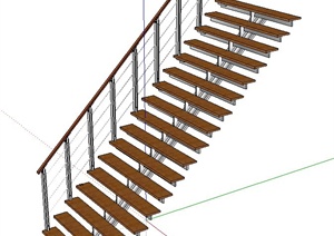 室内简易钢架结构双跑楼梯设计SU(草图大师)模型