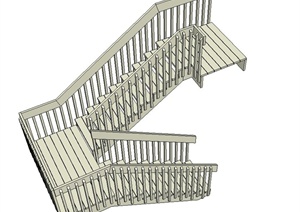 室内转折楼梯设计SU(草图大师)模型