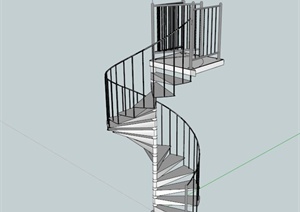 铁栏杆旋转楼梯建筑设计SU(草图大师)模型