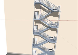 建筑外墙铁楼梯SU(草图大师)模型