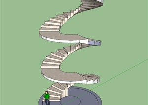 石材圆形旋转楼梯SU(草图大师)模型