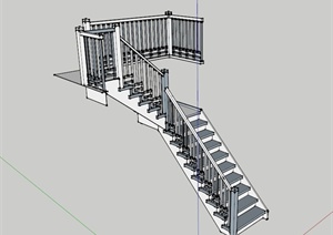 现代转角楼梯SU(草图大师)模型