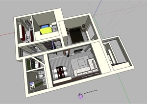 某现代小户型室内住宅设计SU(草图大师)模型