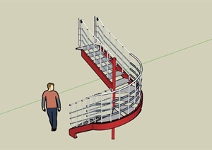 现代设计转角楼梯SU(草图大师)模型