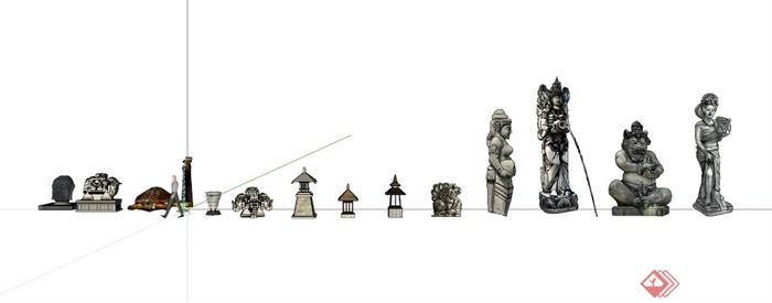 东南亚雕塑小品合集SU模型(3)