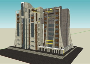某欧式精致多层住宅楼建筑设计SU(草图大师)模型